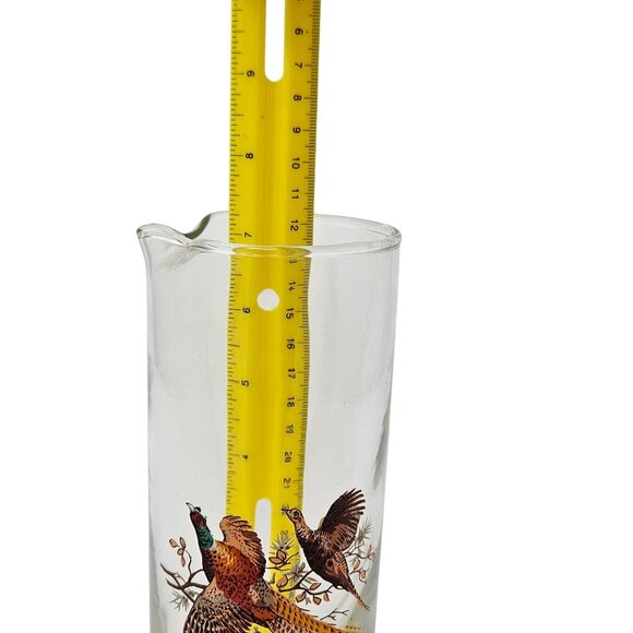 Vtg West Virginia Glass Martini Pitcher Pheasants Barware MCM Norman R Warner - Picture 10 of 11